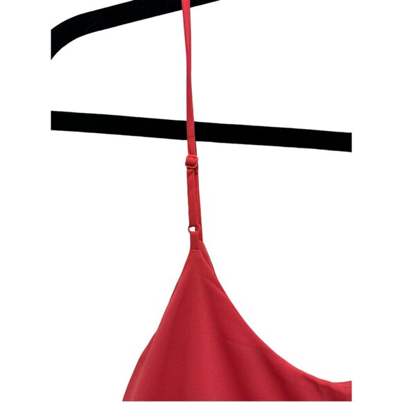 ๐ 2/$20 ๐Hot Pink Spaghetti Adjustbale Strap Dress with Flouncy Neckline sz L - Picture 3 of 9